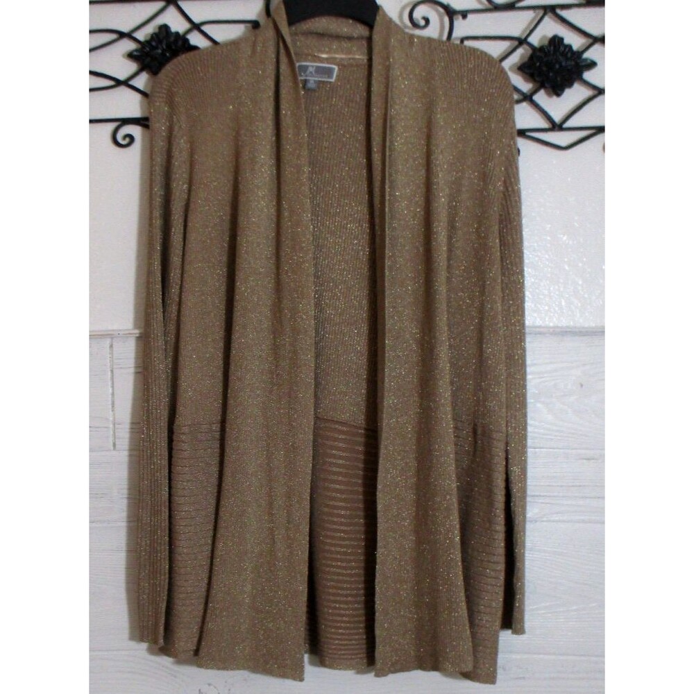 JM Collect Women's Cardigan Size XL Brown Shimmery Long Sleeve